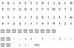 Mapa de caracteres da fonte Gracious Bowing Font