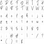 Mapa de caracteres da fonte Graduation Font