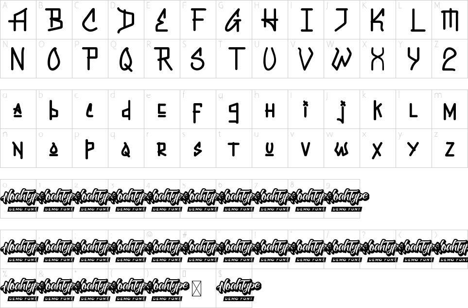 Mapa de caracteres da fonte Graffiti New Font