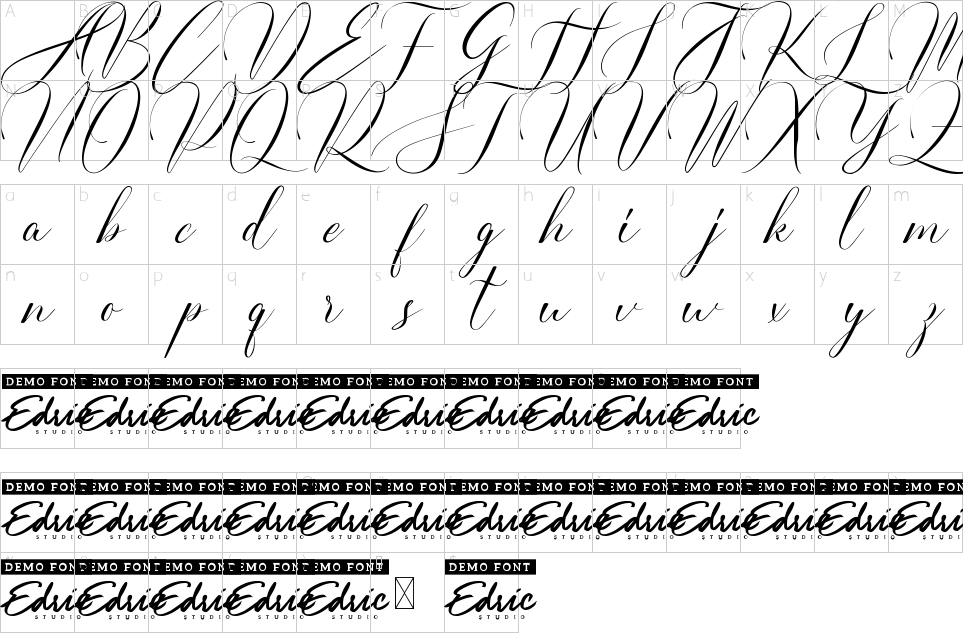 Mapa de caracteres da fonte Grand Estonia Font