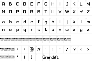 Mapa de caracteres da fonte Grandift Font