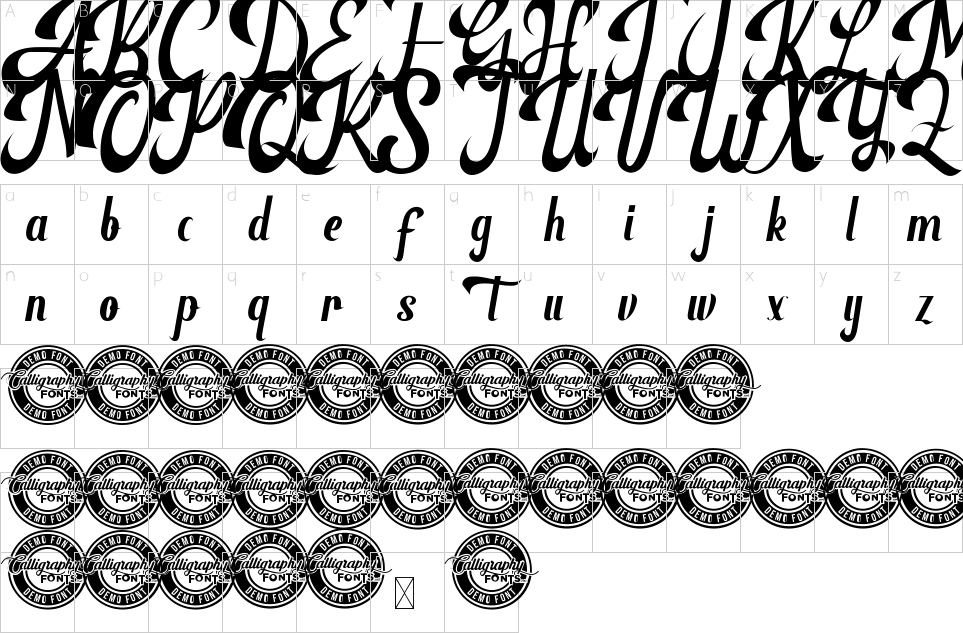 Mapa de caracteres da fonte Grantsburg Font - 1001 Free Fonts