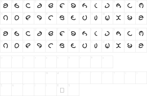 Mapa de caracteres da fonte Graphic Dream Font
