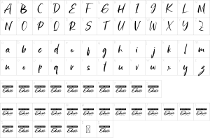 Mapa de caracteres da fonte Graphy Brush Font
