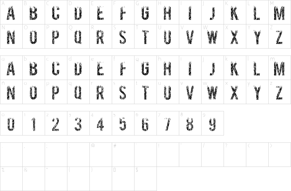 Mapa de caracteres da fonte Grass Event Font - 1001 Free Fonts