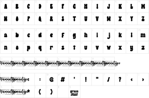 Mapa de caracteres da fonte Grass Jelly Font