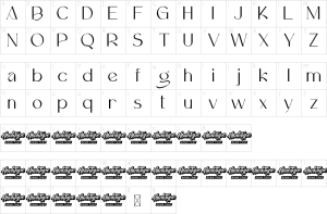 Mapa de caracteres da fonte Great Memories Font