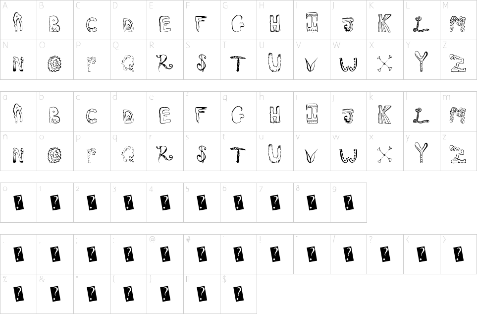 Mapa de caracteres da fonte Great Mix Font - 1001 Free Fonts