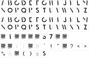 Mapa de caracteres da fonte Greatest Font