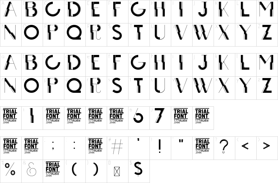 Mapa de caracteres da fonte Greatest Font