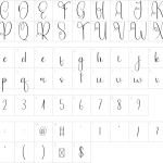 Mapa de caracteres da fonte Greation Font