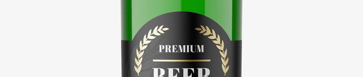 Green beer bottle mockup
