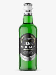 Green beer bottle mockup