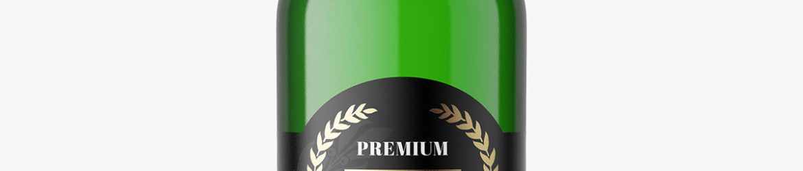 Green beer bottle mockup