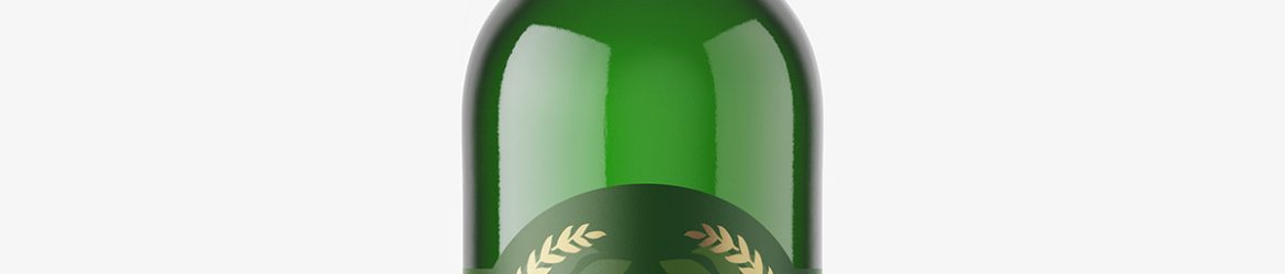 Green beer bottle with swing top cap mockup