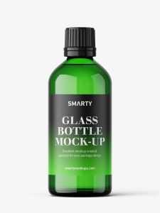 Green bottle mockup / 100 ml