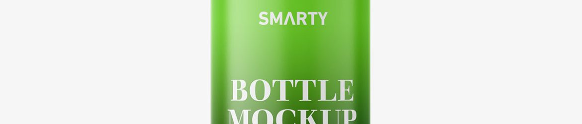 Green bottle mockup with rounded screwcap mockup
