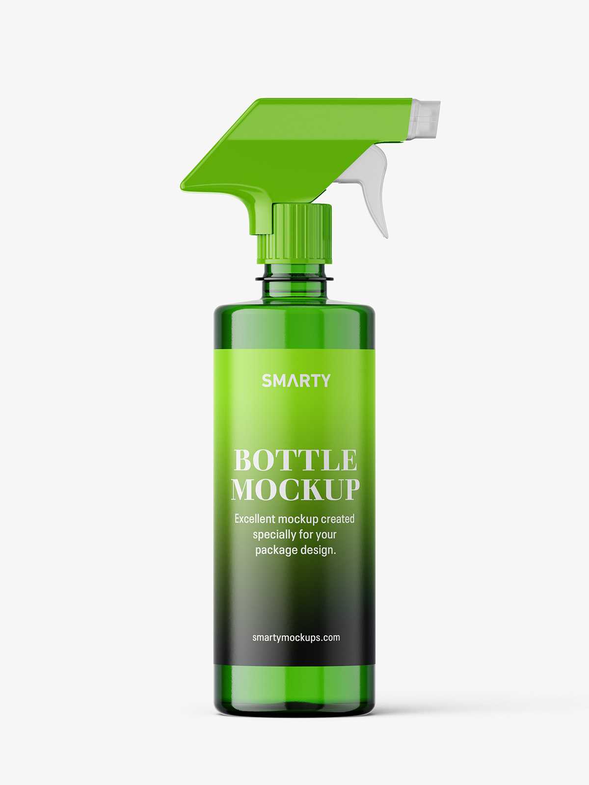 Green bottle mockup with trigger spray mockup