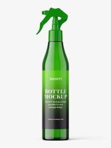 Green bottle mockup with trigger spray mockup