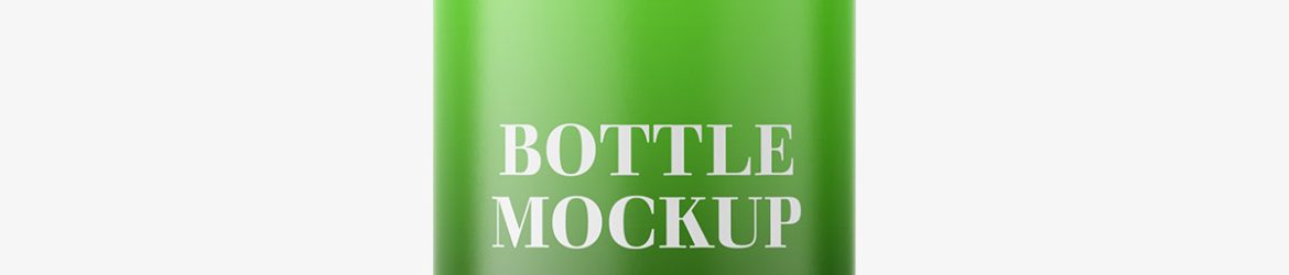 Green bottle with child resistant cap mockup