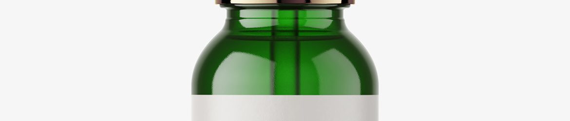 Green bottle with dropper lid mockup