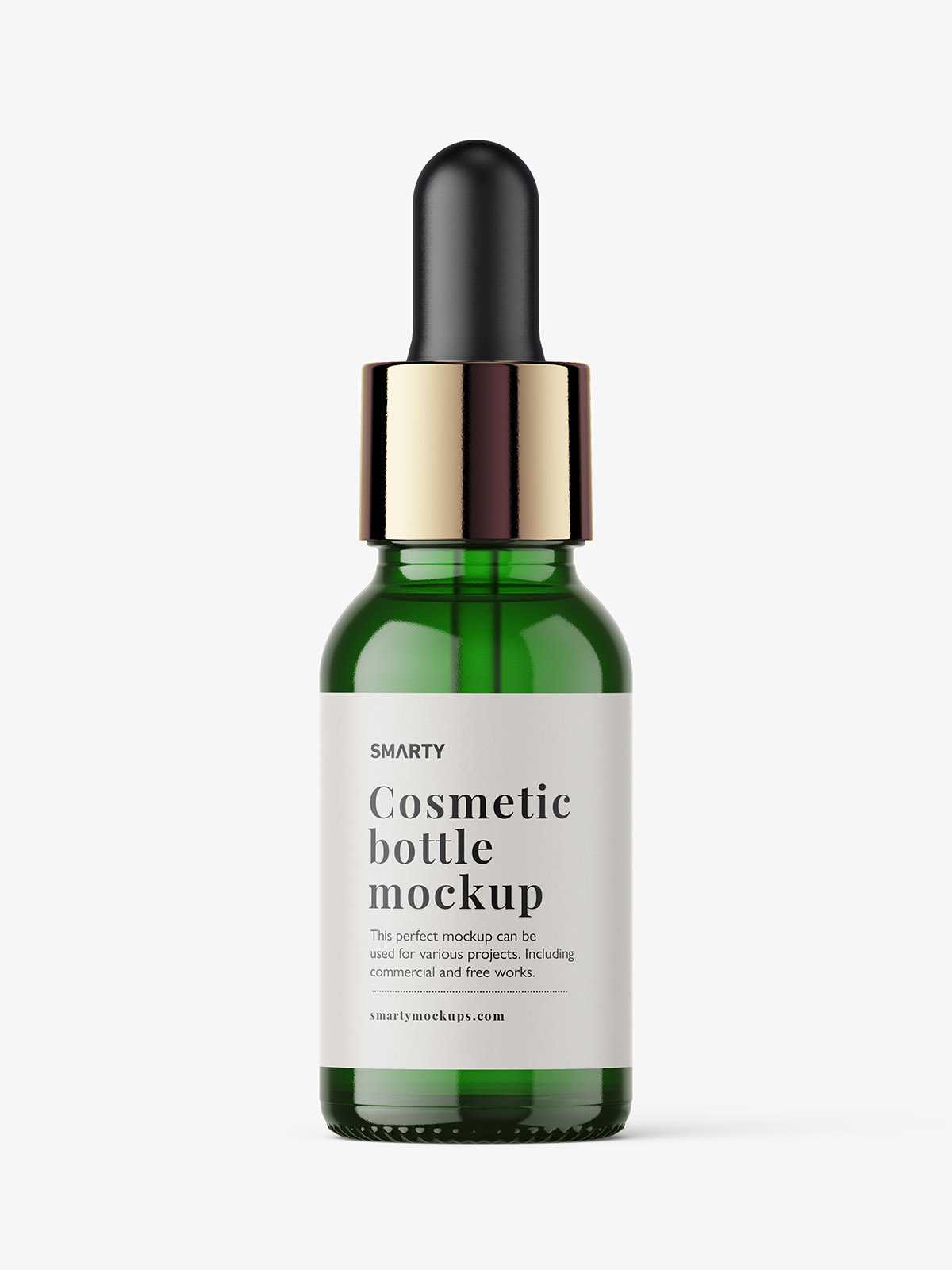 Green bottle with dropper lid mockup