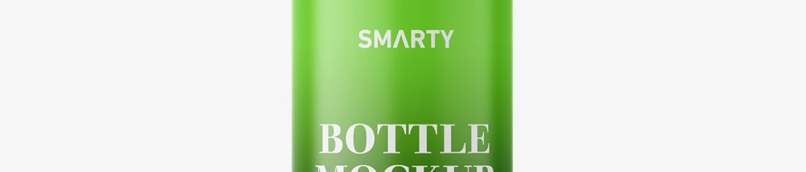 Green bottle with pump dispenser mockup
