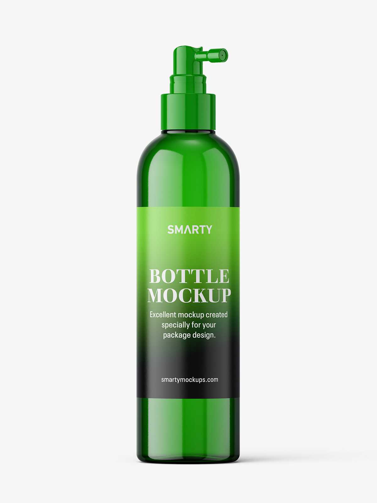 Green bottle with pump dispenser mockup