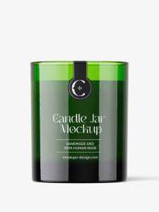 Green candle jar mockup