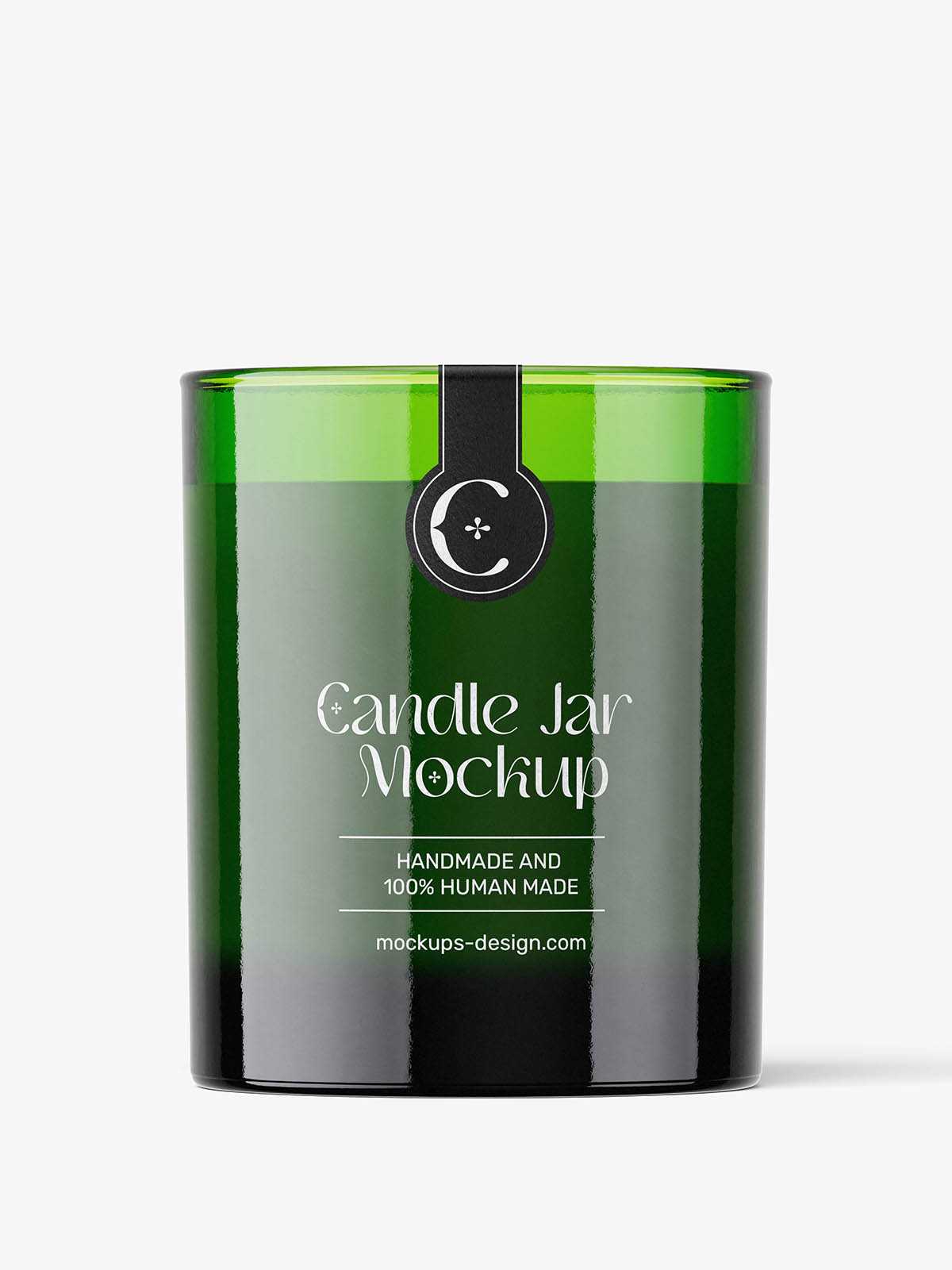 Green candle jar mockup