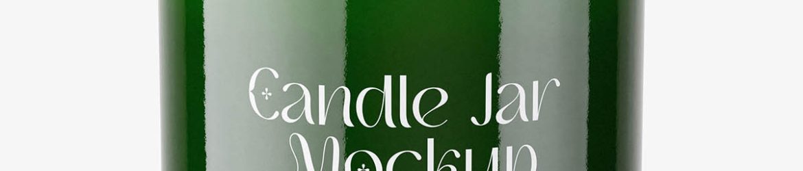 Green candle jar mockup