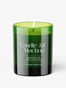 Green candle jar mockup