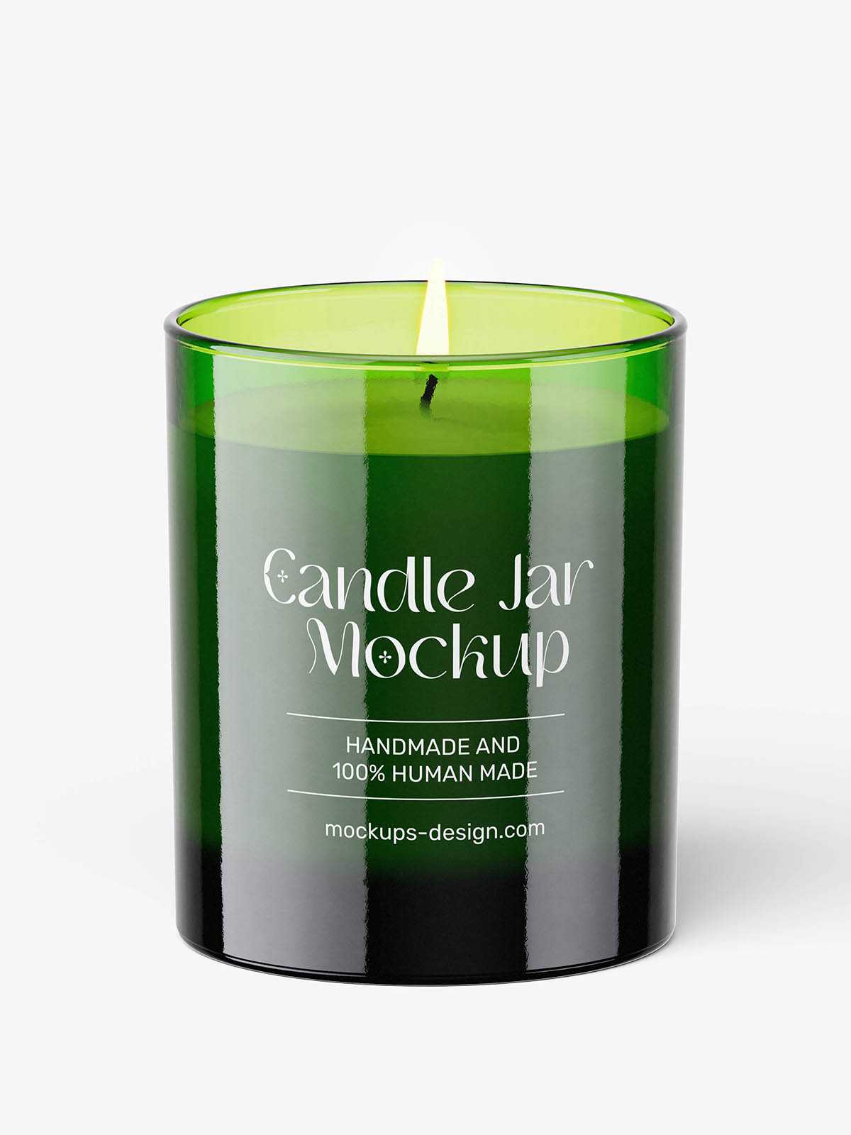 Green candle jar mockup