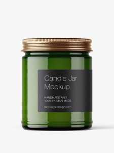 Green candle jar mockup