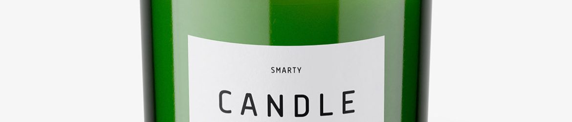 Green candle with wooden lid mockup