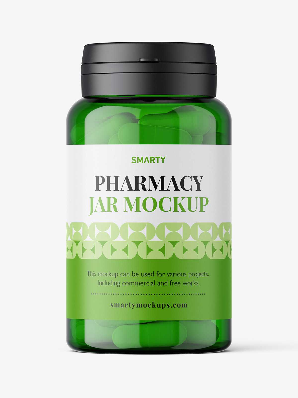 Green capsules jar mockup