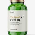 Green capsules jar mockup