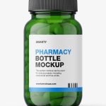 Green capsules jar mockup
