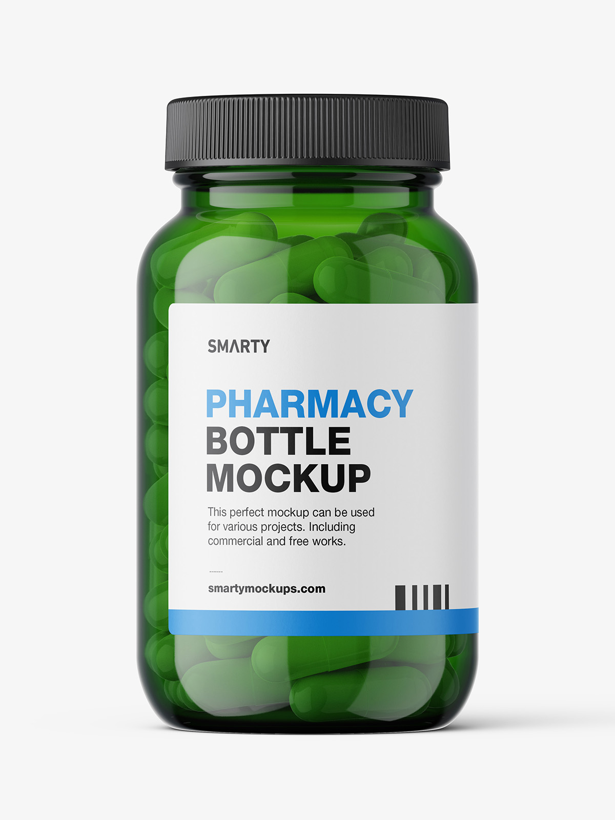 Green capsules jar mockup