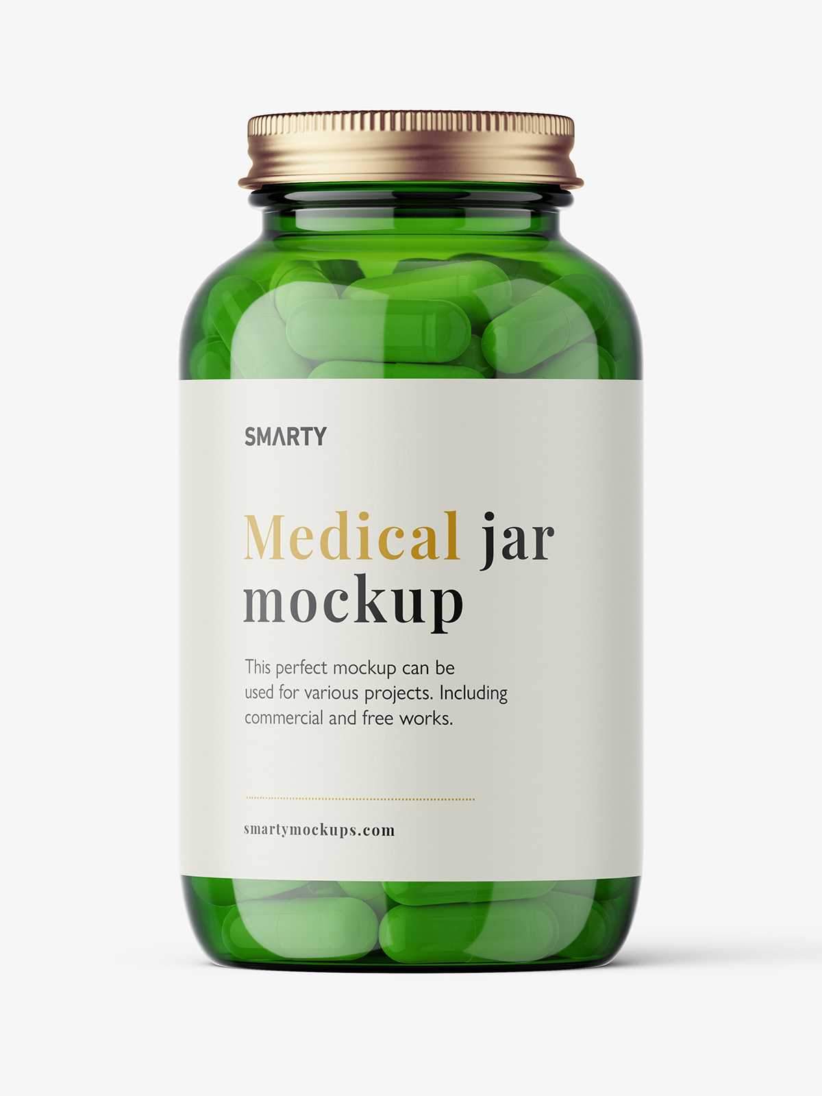 Green capsules jar mockup