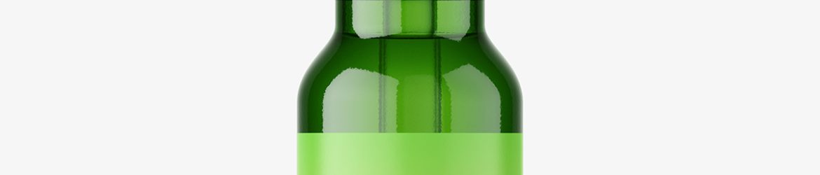 Green dropper bottle mockup