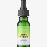 Green dropper bottle mockup