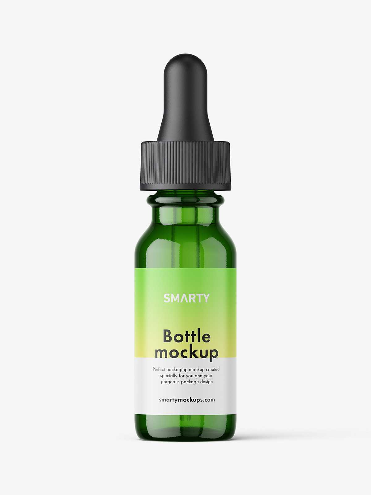 Green dropper bottle mockup