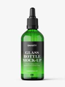 Green dropper bottle mockup / 100 ml
