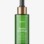 Green dropper bottle mockup