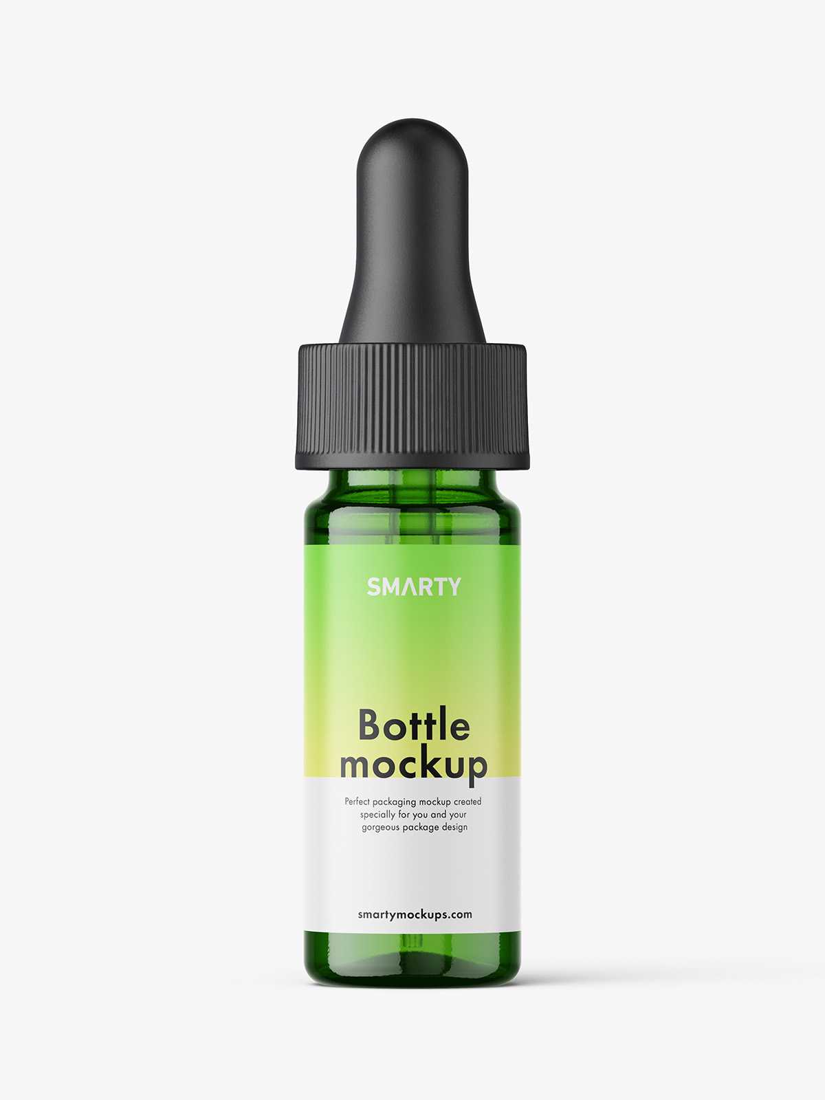 Green dropper bottle mockup