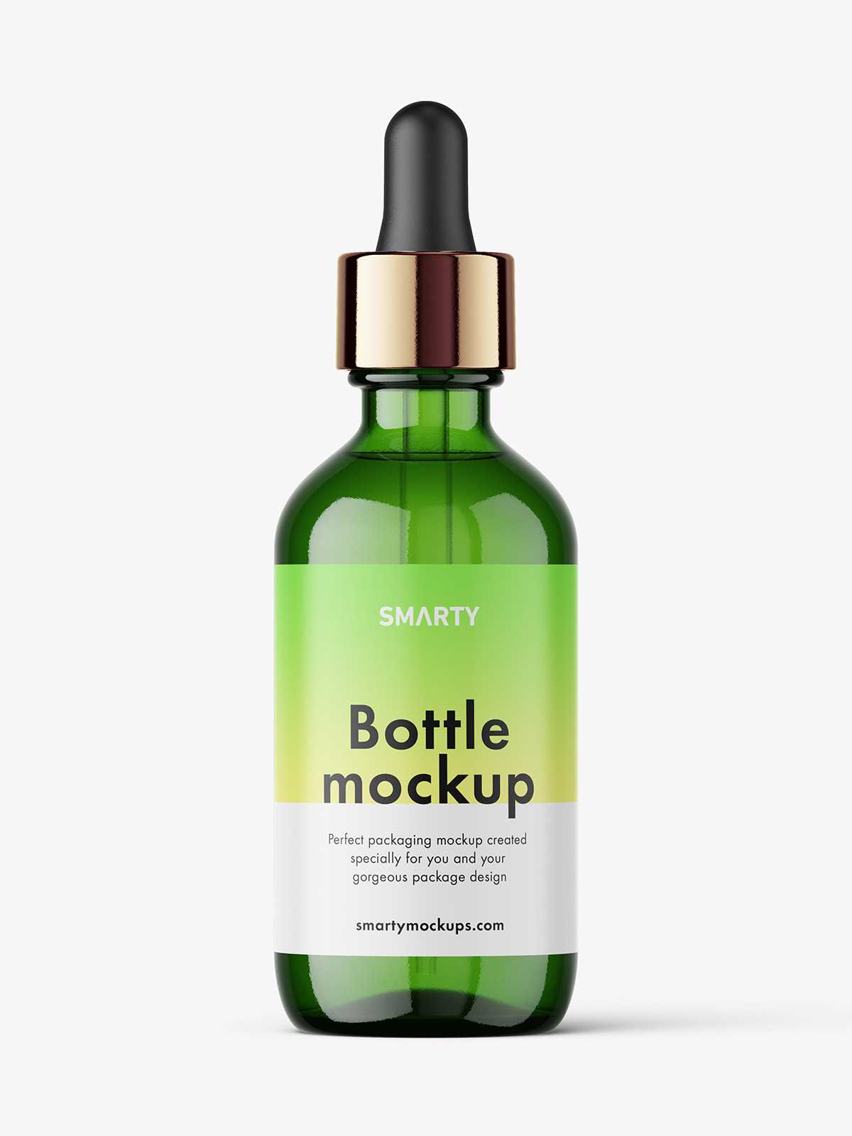 Green dropper bottle mockup