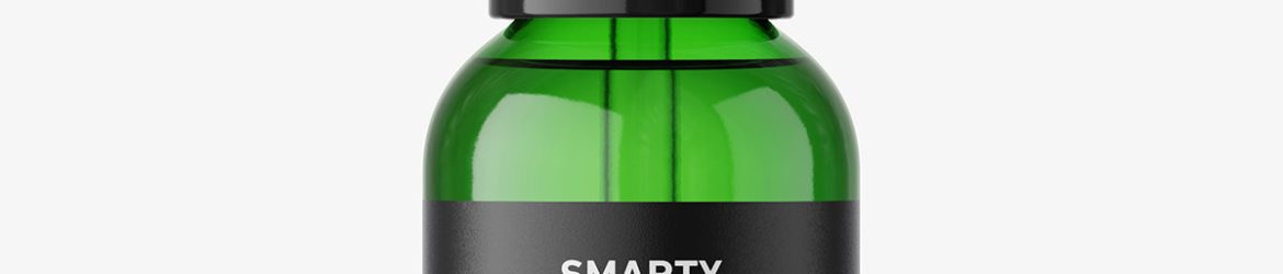 Green dropper bottle mockup / 30 ml