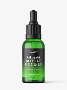 Green dropper bottle mockup / 30 ml