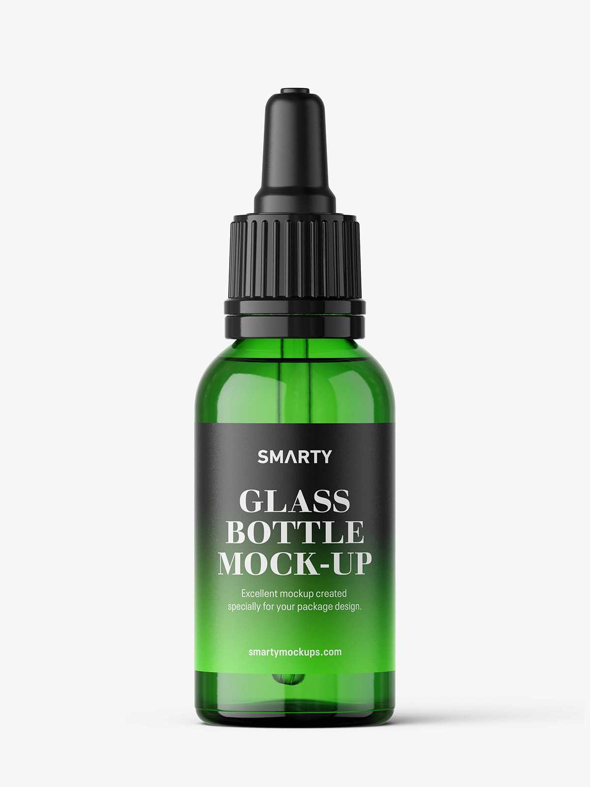 Green dropper bottle mockup / 30 ml